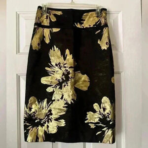 Etcetera Black and Gold Floral Pencil Skirt